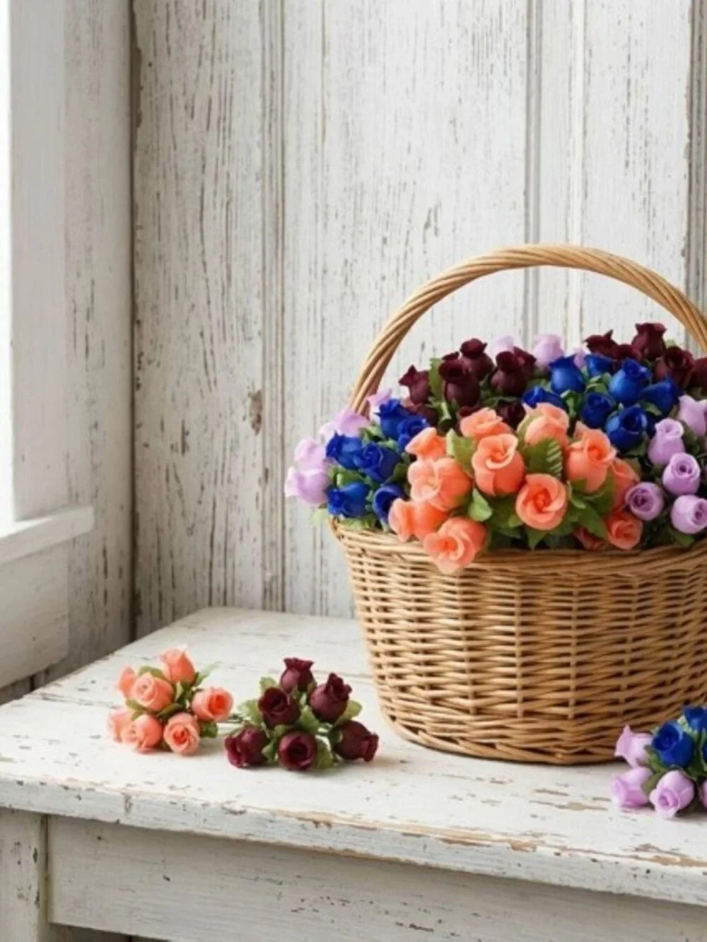 144 Poly Rose Buds Miniature Poly Roses 12 Bunches Favor and Craft Decorating